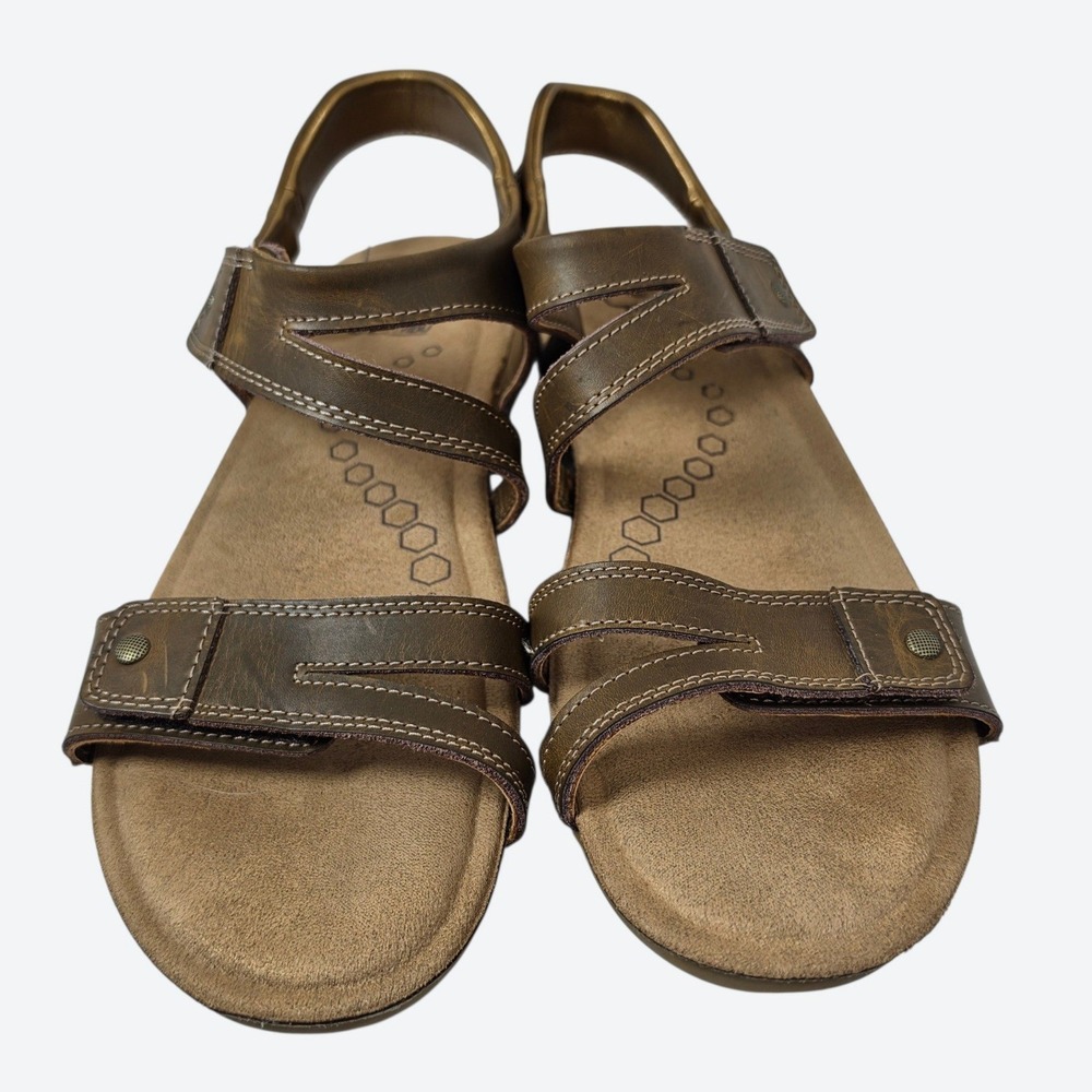 Khombu Gorpcore Solace Strappy Comfort Sandals 10 Leather Earthy Brown